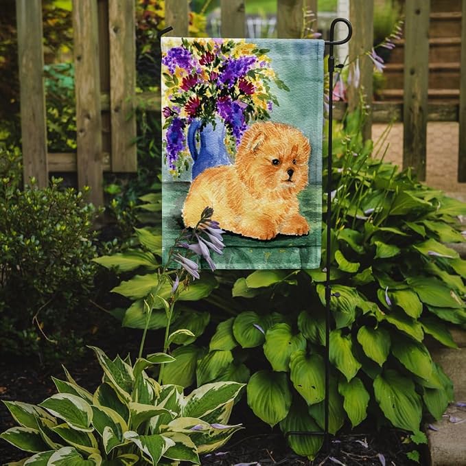 Caroline's Treasures SS8302GF Pomeranian Garden Flag Mailbox Flag Decorative Yard Flag Banner Outside Patio Artwork Yard Flower Beds, Garden Size, Multicolor