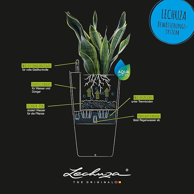 Lechuza 13150 Cubico Color 40 Self-Watering Planter for Indoor and Outdoor Use, 16" x 16" x 30", White