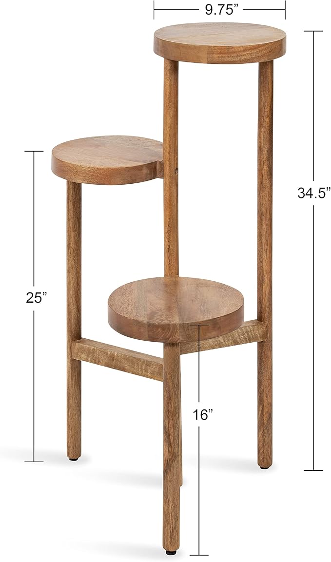 Kate and Laurel Fitley Modern 3 Tier Freestanding Plant Stand, 16 x 16 x 35, Natural Wood, Decorative Handcrafted Wood Plant Stand with Farmhouse Finish