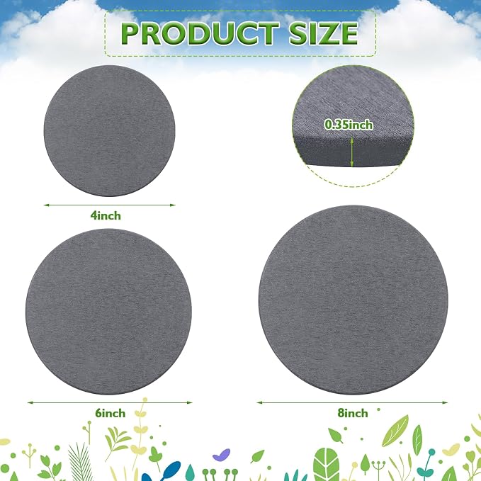 Diatomaceous Earth Coaster 4/6/8inch Diatomite Plant Saucer Stone Plant Sourcer Instant Dry Water Absorbent Diatomite Tray (Dark Gray)