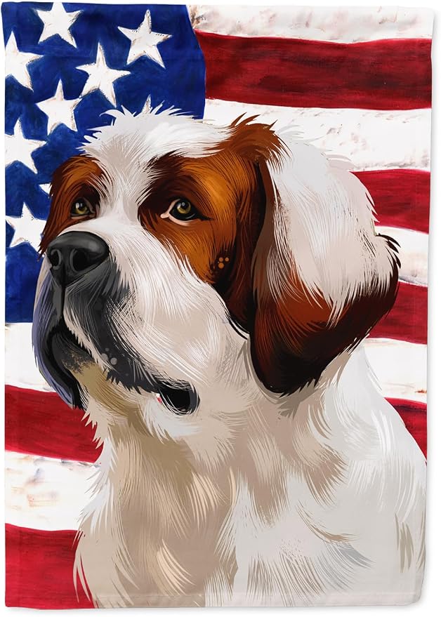 Caroline's Treasures CK6393GF Alpine Mastiff American Flag Garden Flag Mailbox Flag Decorative Yard Flag Banner Outside Patio Artwork Yard Flower Beds, Garden Size, Multicolor