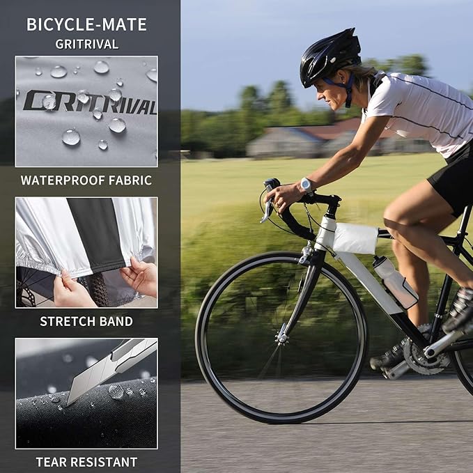 Bike Covers Outdoor Storage Waterproof. It Comes in 3 Colors and 2 Sizes. The Bike Cover is Equipped With a Bike Chain Lock