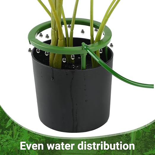 Tujoe 4 Set Drip Irrigation Ring Water Ring 3 Leg Support Drip Emitter with 1/8 Inch Barbed Inlet Fitting Removable Stakes for Grow Media Irrigation System Rain Watering Tree Plants (5 Inch)