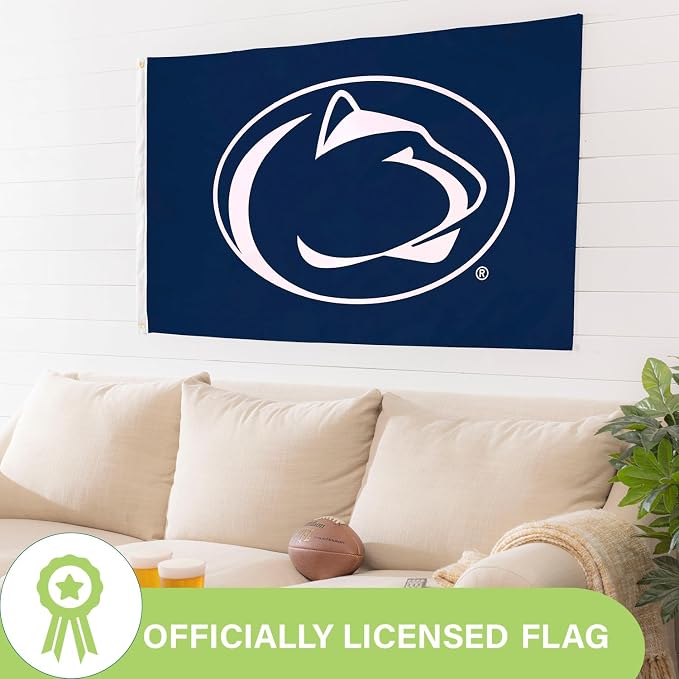 NCAA Penn State Flag with Grommets, 3'x5' Penn State Nittany Lions Outdoor College Flags & Banners for Garden Patio Indoor Wall Décor