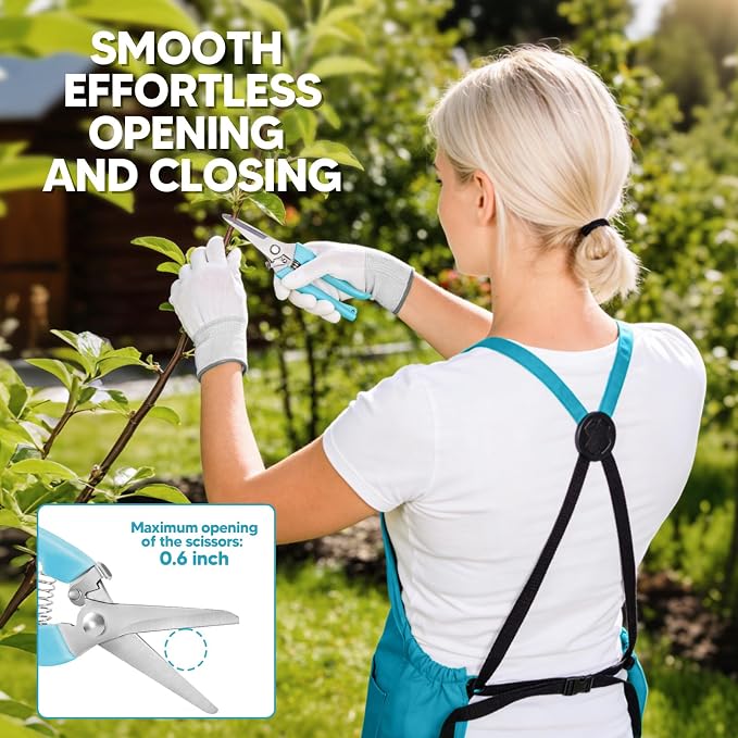 3PCS Gardening Apron, Harvest Apron with Shears and Gloves for Women, Men | Cross-Back, Large Quick Release Pocket, 600D Oxford Fabric, Heavy-Duty Garden Apron for Fruit Picking, Field Work, Harvesting