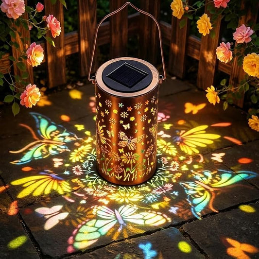Solar Lanterns Outdoor Waterproof Butterfly Garden Decor Gifts for Women Mom Grandma, Colorful Hanging Solar Lights Metal Garden Decoration Outside for Yard, Patio, Backyard, Porch