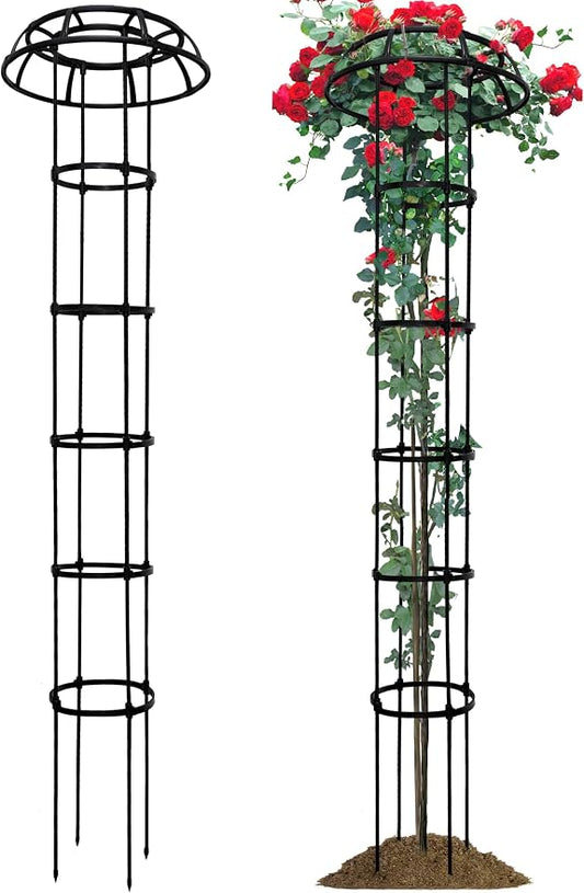 76” Garden Trellis for Climbing Plants, 1 Pack Mushroom Plant Support for Potted Plants, Outdoor Heavy-Duty Obelisk Trellis for Cucumber, Tomato, Grape, Rose, Pea, Vine, Bean, Clematis