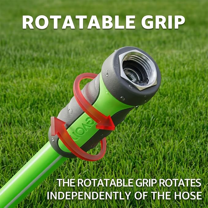 FEVONE Heavy Duty Garden Hose 100 ft, Spray Nozzle Included | Flexible Water Hose, Leak-Free, Lightweight Hybrid Polymer, 5/8 ID, 600 PSI, 3/4 GHT Aluminum Fittings with Swivel Handles