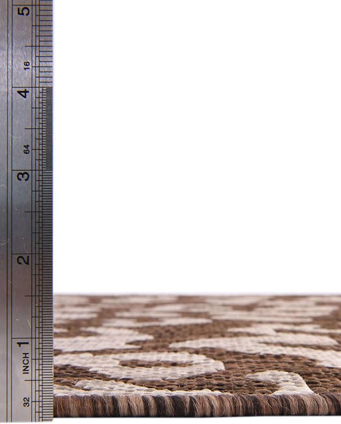 Unique Loom Outdoor Safari Collection Area Rug - Leopard (13' Square, Brown/ Light Brown)