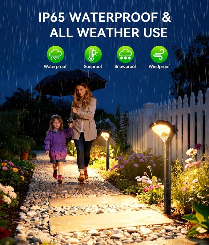 ELECLINK Solar Pathway Lights Outdoor with Motion Sensor, 2 Pack Security Solar Garden Lights, 400LM Bright LEDs, Upgraded Glass Panel, 3 Modes Waterproof Path Lights for Yard Patio Walkway Driveway