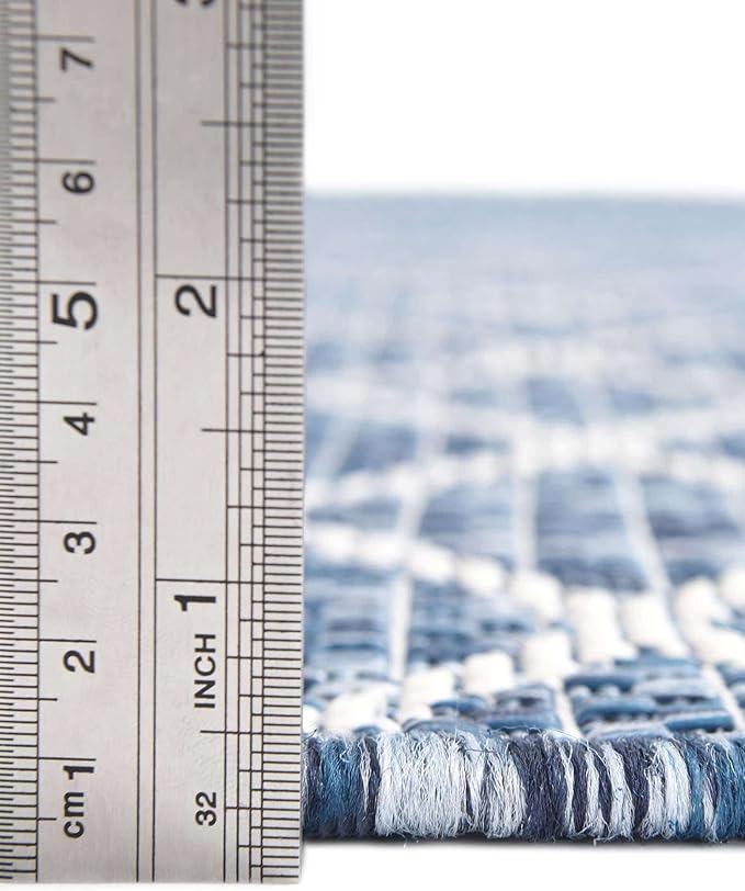 Unique Loom Outdoor Trellis Collection Area Rug - Gitter (10' Square, Blue/ Ivory)