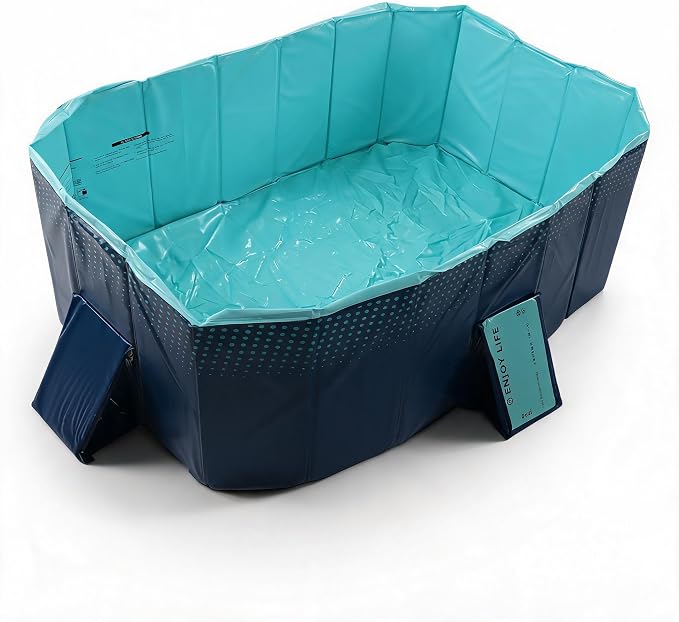Folding Swimming Pool, Non Inflatable Pool Oversize Bath Pool Backyard Pool Foldable Pool for Whole Family Home Outdoor PVC Pool (1.6m/63in)