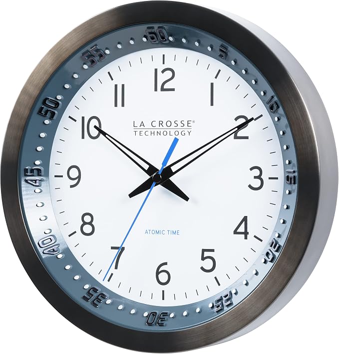 La Crosse Technology Atomic Wall Clock, Metal, 10" (404-54667)