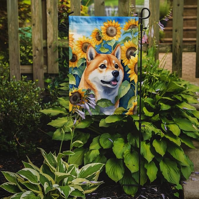 Caroline's Treasures DAC6161GF Shiba Inu in Sunflowers Garden Flag Mailbox Flag Decorative Yard Flag Banner Outside Patio Artwork Yard Flower Beds, Garden Size, Multicolor
