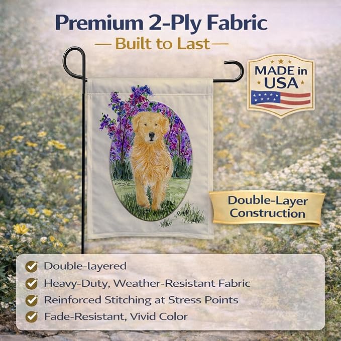 Caroline's Treasures SS8060GF Golden Retriever Garden Flag Mailbox Flag Decorative Yard Flag Banner Outside Patio Artwork Yard Flower Beds, Garden Size, Multicolor