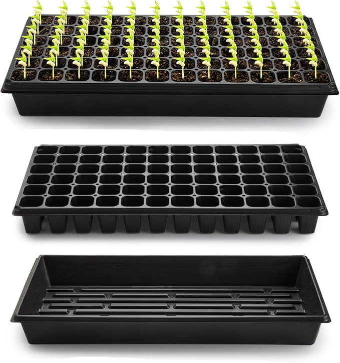 RooTrimmer 10 Pack 1020 Trays No Holes and 10 Pack 72 Cell Seed Starter Tray, 20" x 10" - Heavy Duty Reusable Plastic Seed Starter Kit for Microgreens, Seed Germination & Plant Propagation (10 Sets)