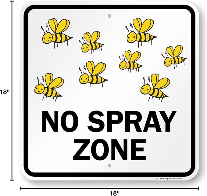 SmartSign 18 x 18 inch “No Spray Zone” Metal Sign with Pre-Cleared Holes, 80 mil Laminated Rustproof Aluminum, Black and Yellow, Made in USA