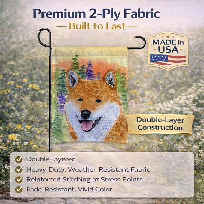 Caroline's Treasures SS8234GF Shiba Inu Garden Flag Mailbox Flag Decorative Yard Flag Banner Outside Patio Artwork Yard Flower Beds, Garden Size, Multicolor