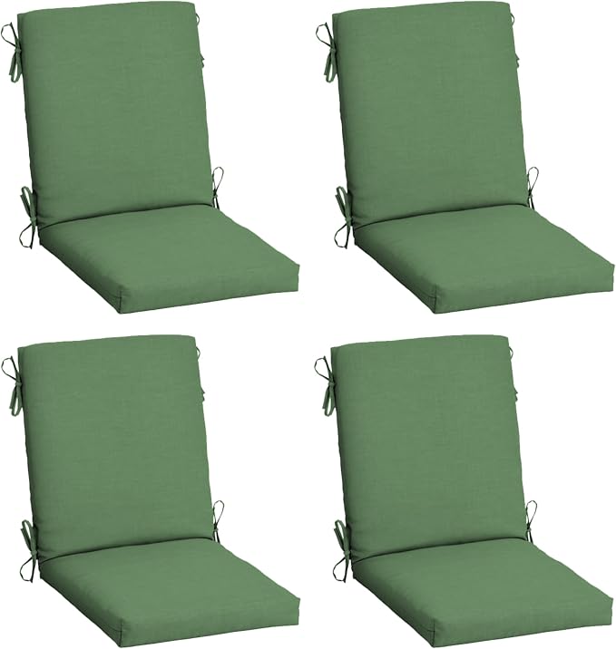Arden 4-Pack Outdoor Patio Dining Chair Cushion, 20 x 44, Rain-Proof Seat Pad, Fade-Resistant Outdoor Cushion Bright Moss Green Leala