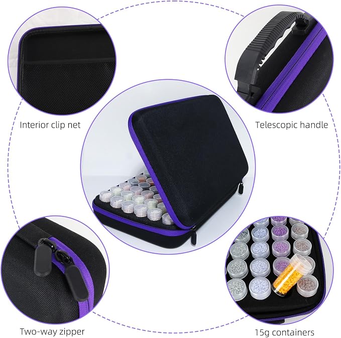 LEIYULY 60 Slots Diamond Art Storage Kit, Diamond Art Tools Accessories | Portable Bead Storage Container for Diamond Painting Accessories and Tools, Storage Container for Diamond Art Kits for Adults