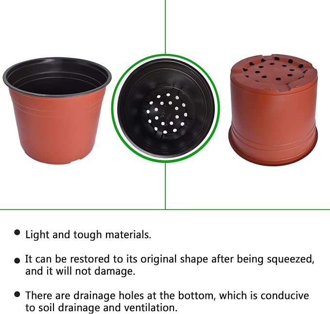 HOSTIC 9.4 Inch Nursery Pot Seedling Pot Plant Container Seed Starting Pots Multipurpose Plastic Pots 100 Packs