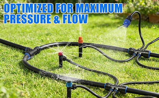 1/2" Drip Irrigation System Kit with 40 Adjustable Nozzles, PE UV-Resistant | Quick-connect, 2X Lifespan of PVC , Leak-Proof for Indoor Pots, 40FT 1/2" Main tube+ 197FT 1/4" Tube, 4 Nozzle Types