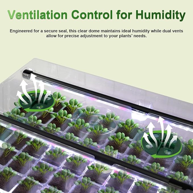 TONYFUL Seed Starter Tray with Grow Light, 120-Cell Seed Starter Kit with 4.07” Humidity Dome, Indoor Seedling Starter Tray, Seed Starting Tray for Plant Germination, Seeds Growing