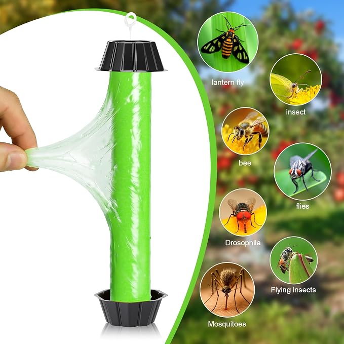 12 Pcs Fly Traps for Indoor Outdoor Hanging Fruit Fly Stick Trap Sticky Mosquito for Home Insect 10 x 2.5 Inches (Classic,Green and Black)