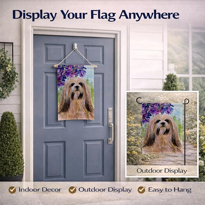 Caroline's Treasures SS8436GF Lhasa Apso Garden Flag Mailbox Flag Decorative Yard Flag Banner Outside Patio Artwork Yard Flower Beds, Garden Size, Multicolor