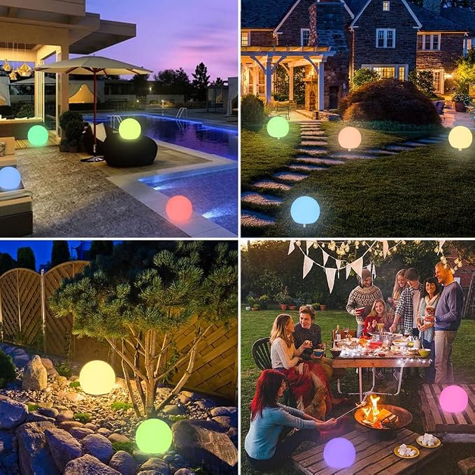 10 inch Solar Globe Light Outdoor Waterproof, Solar Ball for Garden | IP65 Waterproof 16 RGB Color Ball Light Outdoor w/Ground Stake, Solar Orbs for Outside w/Remote, for Patio Yard Lawn Backyard