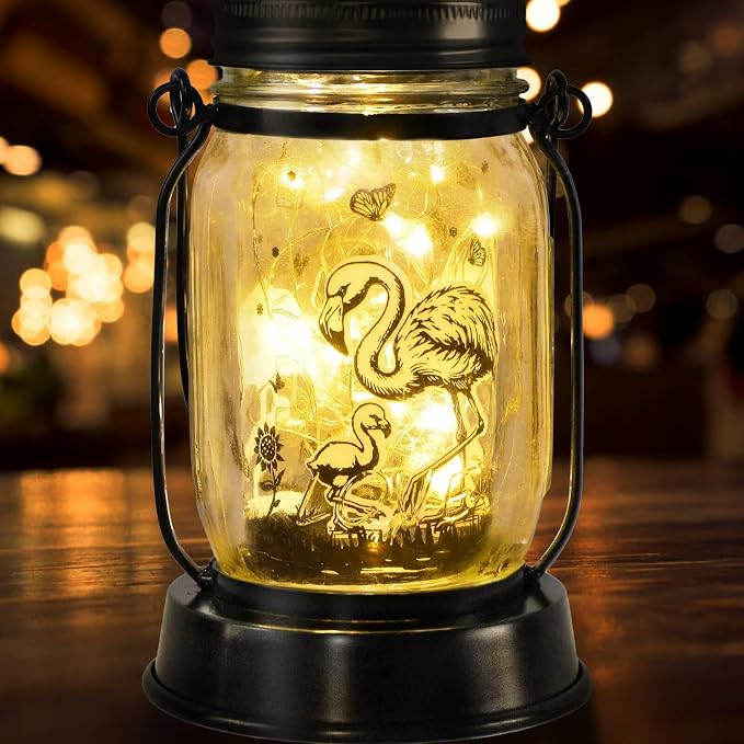 kyoryuger Flamingo Gifts for Women/Men Flamingo Lovers Solar Lantern Mom Birthday, Mothers Day, Solar Garden Decoration Outside for Yard, Patio,Backyard,Porch, Torches