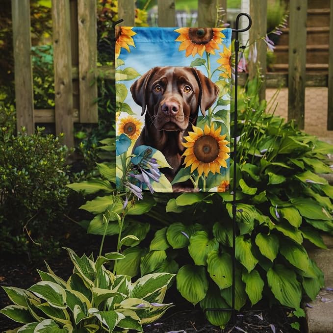 Caroline's Treasures DAC6110GF Labrador Retriever in Sunflowers Garden Flag Mailbox Flag Decorative Yard Flag Banner Outside Patio Artwork Yard Flower Beds, Garden Size, Multicolor