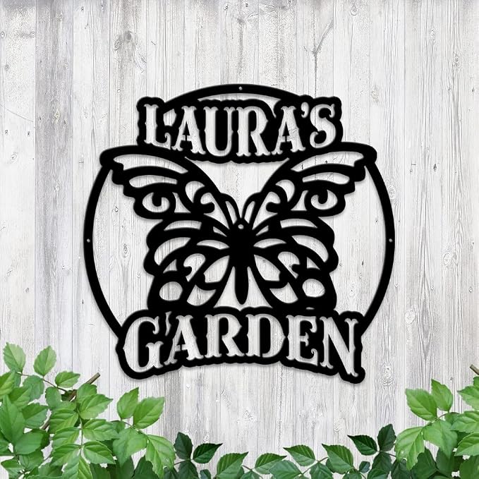 MeMate Personalized Metal Garden Signs - Custom Outdoor Decor, Rustic Plaque for Mom, Grandma, She Shed