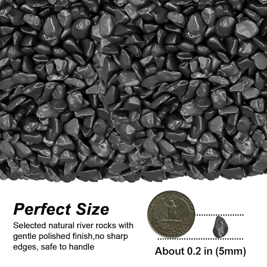 Outdoor Rocks,Landscaping Pebbles, River Rocks Decorative Ornamental Pebbles, DIY Smoothed Rocks for Potted Plant Resin Art Vase Fillers Aquarium Gravel Rocks (1, Black, 10 Pounds)