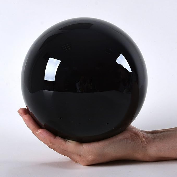 LONGWIN 150mm(5.9 inch) Big Divination Black Crystal Ball for Witchcraft Fengshui Sphere Home Decorations Meditation Ornaments