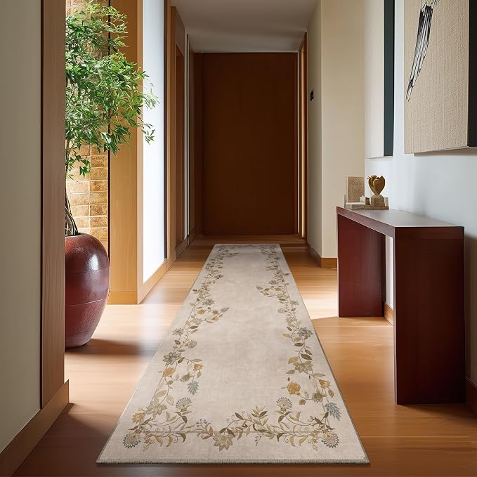 2x10 Washable Rug Runners for Hallways: Runner Rug Non Slip Stain Resistant Low Pile Soft Indoor Long Floor Carpet Runners for Kitchen Laundry Room Bathroom Bedroom Living Room