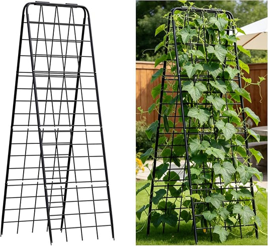 Heavy Duty Trellis for Climbing Plants, 59"x19.68" Adjustable Height Steel Cucumber Trellis, Powder Coated Metal Garden Trellis for Raised Beds,Tomatoes, Cucumbers & Outdoor Vines