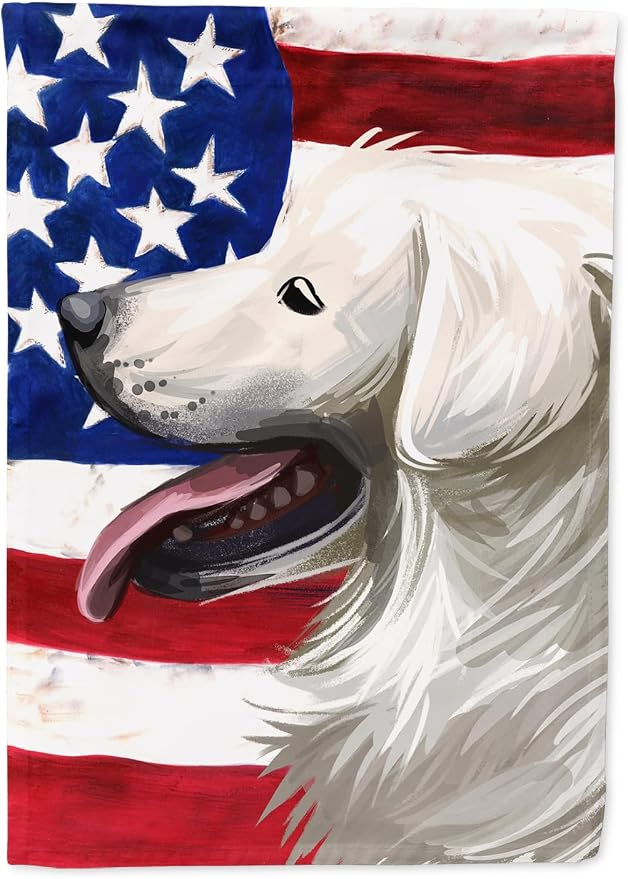 Caroline's Treasures CK6711GF Slovak Cuvac Dog American Flag Garden Flag Mailbox Flag Decorative Yard Flag Banner Outside Patio Artwork Yard Flower Beds, Garden Size, Multicolor