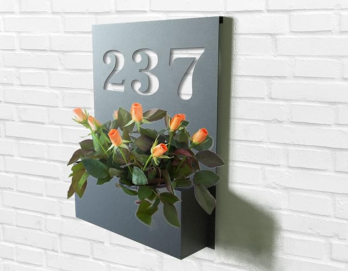Personalized Address Sign with Planter Box, Personalized Metal Address Planter, Custom House Numbers, Address Planter Box, House Numbers Sign…, design 49