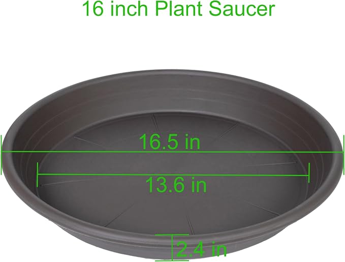 4 Pack of 16 inch Plant Saucer, Large Plant Tray, Heavy Sturdy Plant Drainage Tray for Indoors, Bird Bath Bowls, Sturdy 18 inch Plastic Pot Tray for Planter (Brown)