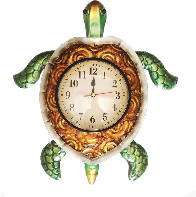 TXYS Turtles Wall Clock Turtle Decor for Kitchen Teal Wall Clock Weird Clocks at Home Bathroom, Office