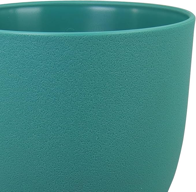 WSMKSZ 9/8/7.5 inch Flower Pots, 3 Pack Modern Plastic Planters with Drainage Holes and Trays for House Plants, Plant Pots for Indoor Outdoor Plants, Blue Green