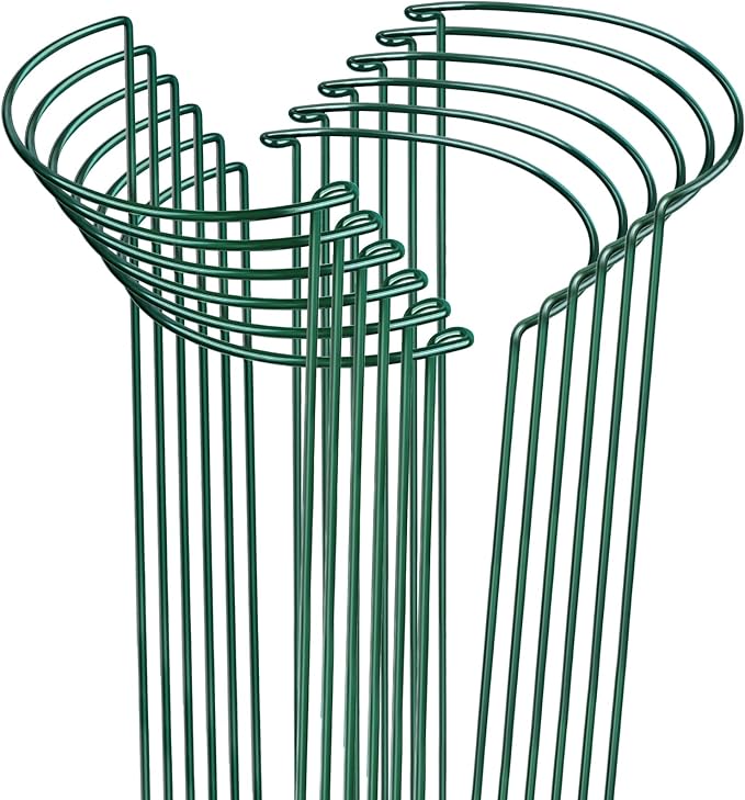 LEOBRO Plant Support Plant Stakes, 12pcs Peony Cages and Supports, Metal Garden Stakes Plant Supports, Plant Support Stakes, for Peony, Tomato, Hydrangea, Indoor Outdoor Plants, 10" W x 24" H