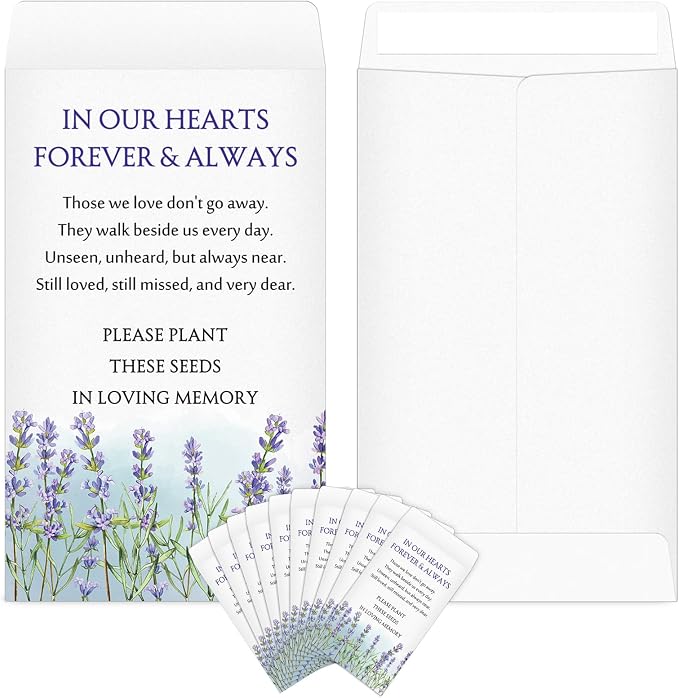 Fumete 120 Pack Lavender Seed Packets Bulk Memorial Day Lavender Coin Envelopes Kraft Small Celebration of Life Funeral Favors for Guests Veterans Day Sentimental Funeral Service Gift, 3.9 x 2.4 Inch