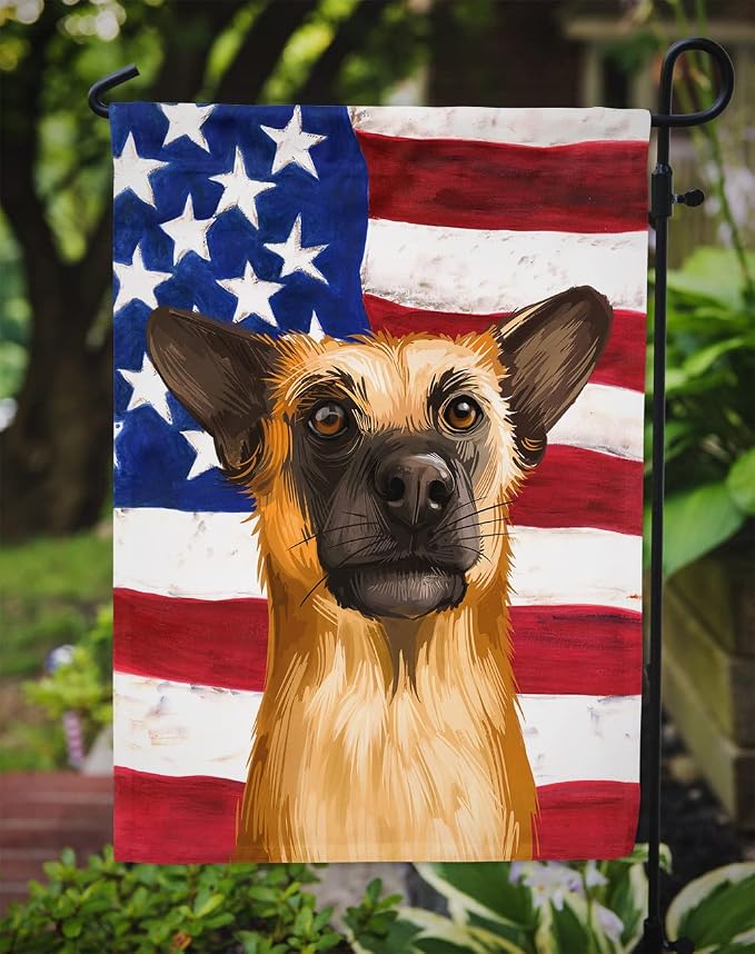 Caroline's Treasures CK6489GF Chinook Dog American Flag Garden Flag Mailbox Flag Decorative Yard Flag Banner Outside Patio Artwork Yard Flower Beds, Garden Size, Multicolor