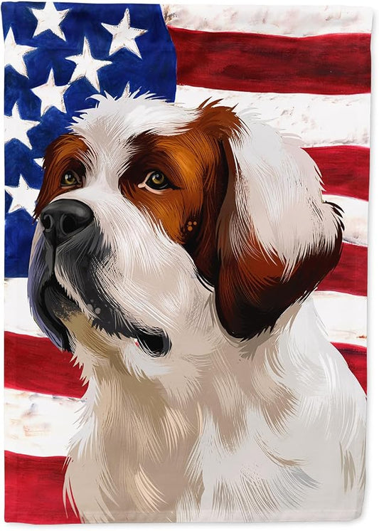 Caroline's Treasures CK6393CHF Alpine Mastiff American Flag House Flag Large Porch Sleeve Pole Decorative Outside Yard Banner Artwork Wall Hanging, Polyester, House Size, Multicolor