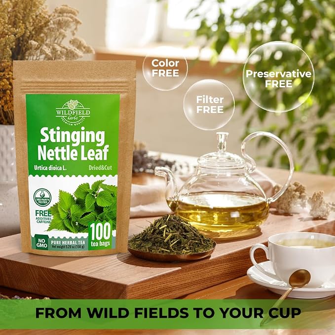 100 Bags Nettle Leaf Tea Ortiga Dried Nettle Herb Planta Bulk (Urtica Dioica) - 100 Count 1.5g Tea Bags Herb Hojas De Ortiga