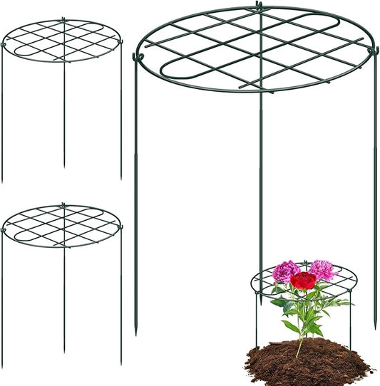 3 Pack 24 x 29.5 Inch Peony Cages and Supports Grow Through Plant Grid Support,Metal Plant Brace Support Peony Rings Hoops for Outdoor Plants Vegetables,Rose,Tomato,Orchids