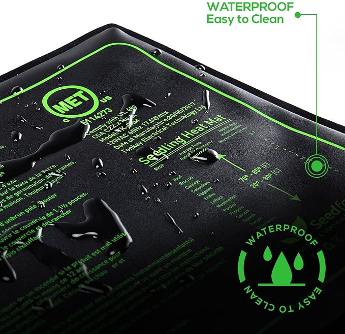 MET Certified 2 Pack Seedling Heat Mat, Seedfactor Waterproof Durable Germination Station Heat Mat, Warm Hydroponic Heating Pad for Indoor Home Gardening Seed Starter(10" X 20")