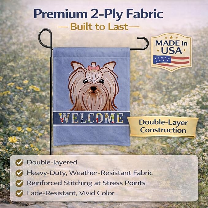 Caroline's Treasures BB1390GF Yorkie Yorkishire Terrier Welcome Garden Flag, Blue Mailbox Flag Decorative Yard Flag Banner Outside Patio Artwork Yard Flower Beds, Garden Size, Multicolor